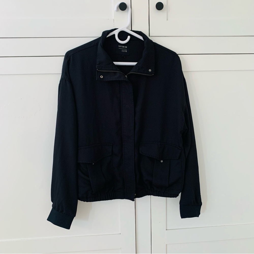 Cotton On Mesh Black Zip Up Pocket Crop Jacket Size 8